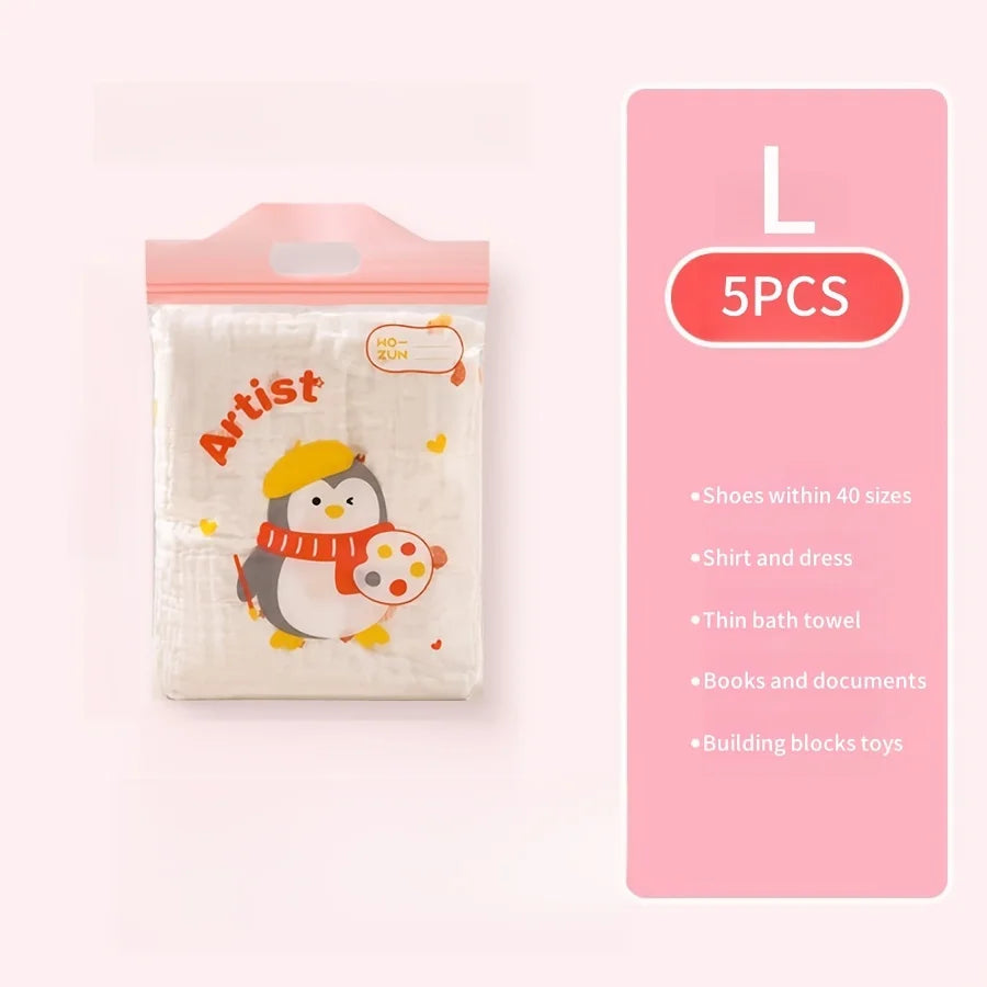 5pcs multi-size maternity bag storage bag Mother and baby outing clothes diaper travel packaging Zipper bag