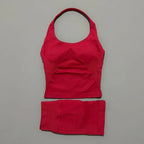 2pcs Sports Set Women Backless Tank Tops High Waist Scrunch Seamless Shorts Fitness Clothes Activewear Workout Sets Gym Suit