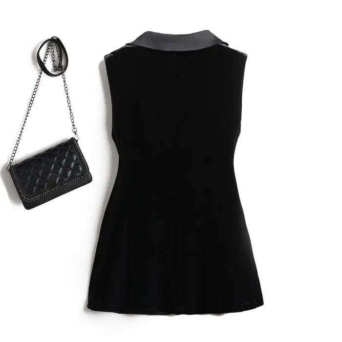 Black Velvet Vest Jacket For Women Sleeveless Blazer Fashion 2026 Spring And AutumnSuit Tank Top  Retro Waistcoat Z2338