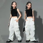 Cargo Pants for Teenage Kids New Summer Streetwear Hip Hop Sweatpants for Girls Baggy Wide Leg Straight Trousers 6 8 10 12 14 Y