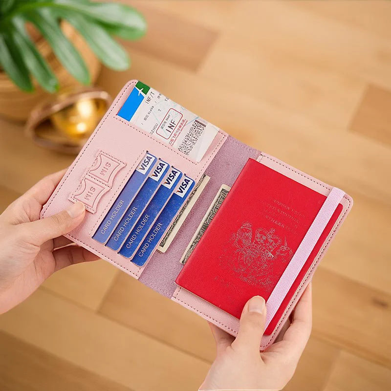 Mickey and Minnie Passport Wallet, Passport Holder, Travel Card Holders with Drawstring Closure for Holiday Use & Travel Commute