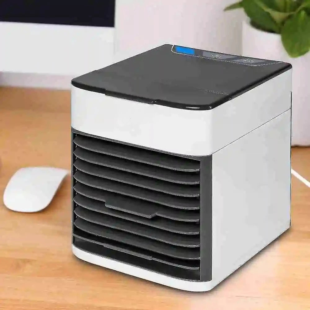 Mini Air Conditioner Portable USB with Humidifier,  Ice Cooling, perfect for summer heat,  ideal for desks and small spaces.