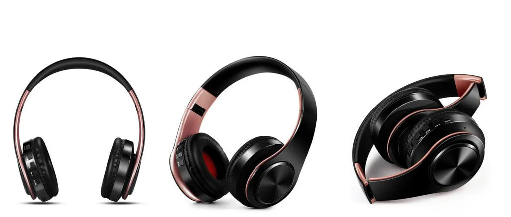 Men Gift Gold Wireless Headphones Bluetooth Earphone Stereo Headset Game with Build-in MIC with Universal for Android and iOS