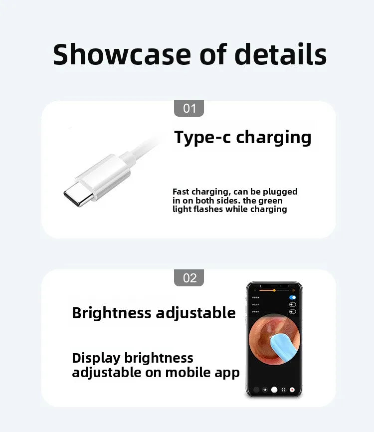 Visual Ear Wax Cleaner with Camera Safe Earwax Removal Endoscope with 5M Camera Luminous Otoscope Ear Cleaning Tools Ear Care