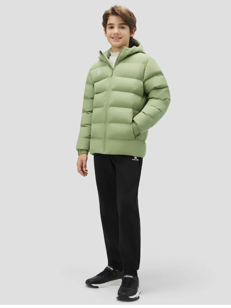 Kelme Children's Warm Cotton Jacket Winter Football Training Cotton Jacket Student Sports Down Jacket Coat