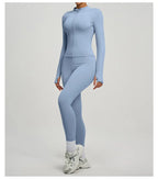 SVEIC Women's Two Piece Tracksuit Yoga Set Long Sleeve Jacket High Waisted Leggings Breathable Gym Clothes For Women Sportswear