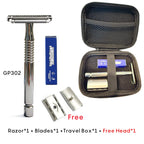 Shavcooo Glide Pro 4D Stainless Steel Safety Razor Eco-friendly Dual Half Shaving Shaver for Men Women Gift kit with Travel Box