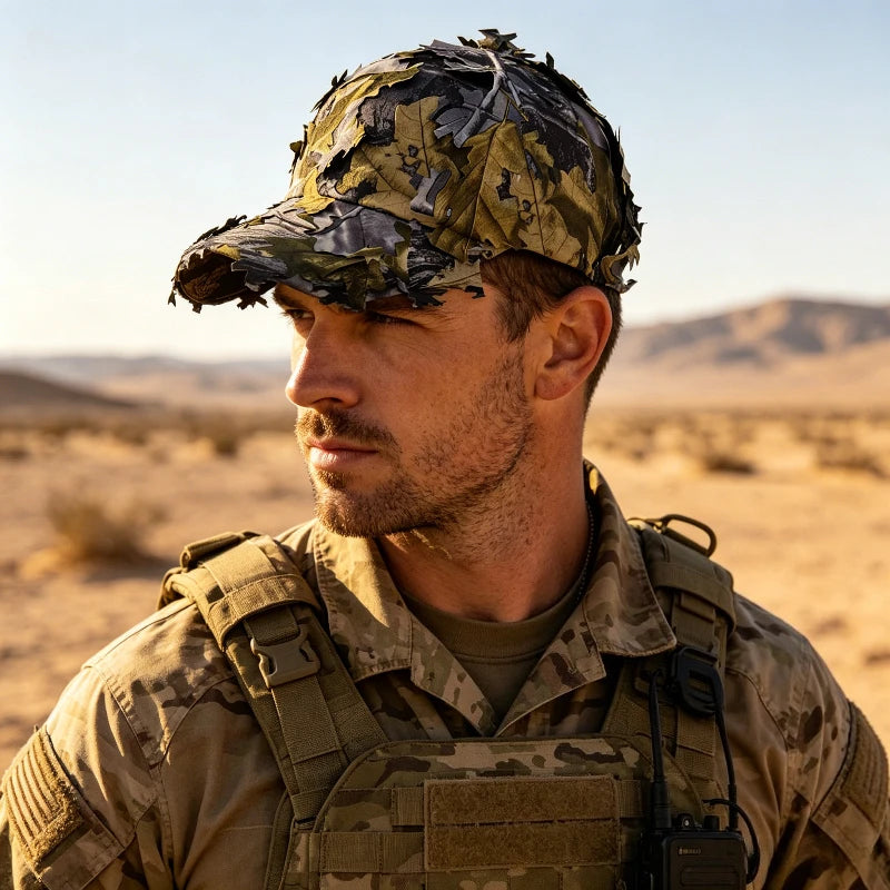 Men's 3D Leaves Ghillie Camo Baseball Cap, Tactical Hunting Hat for Fishing & Outdoor Main image