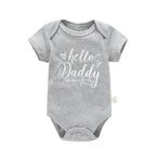 Pregnancy Reveals Hello Daddy I Can't Wait to Meet You Newborn Baby Girl Short Sleeves Jumpsuit Soft Cotton Bodysuit Romper