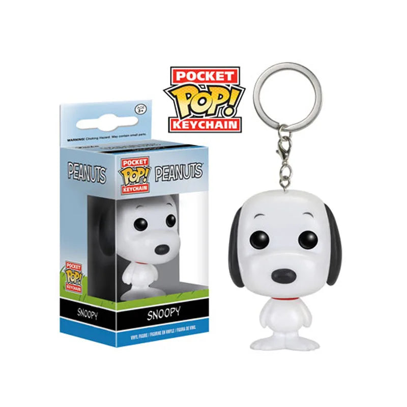 New Arrival FUNKO POP Pocket Keychains Peanuts Snoopy with hat new snoopy Keychain with box Action Figure Toys for Ornaments