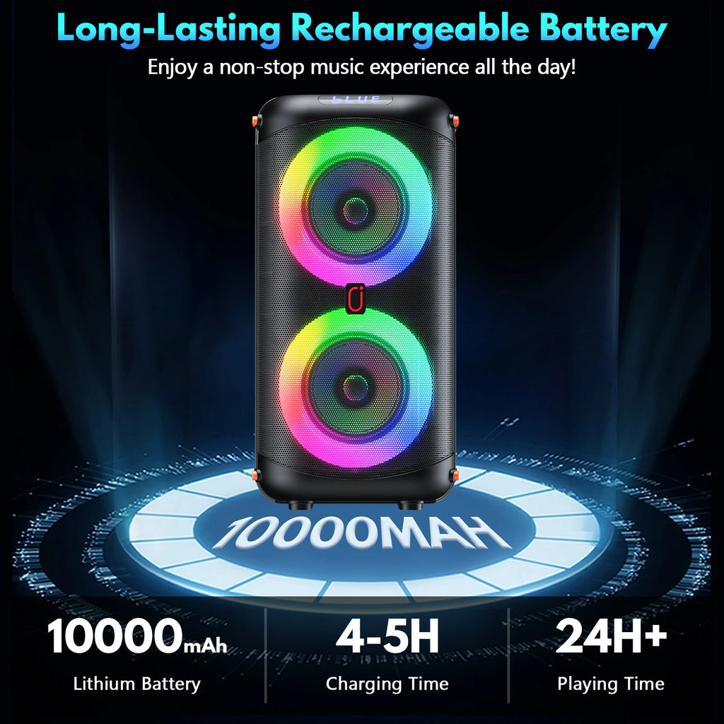 T27 Wireless Bluetooth Speaker, Karaoke Machine with 2 Microphone, Home Karaoke Party Speaker with Led Light