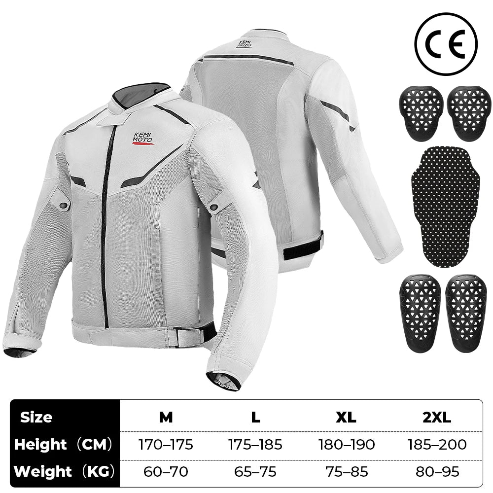 Summer Motorcycle Jacket Men's Riding Clothing Breathable CE Protector Gear Soft Mesh Inner Outdoor Motocross Outfit Off-road Cycling