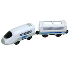Magnetic Electric Train Car Locomotive Wooden Track Slot Diecast Railway With Two Carriages Train Wood Kid Toy Biro Leduo Track