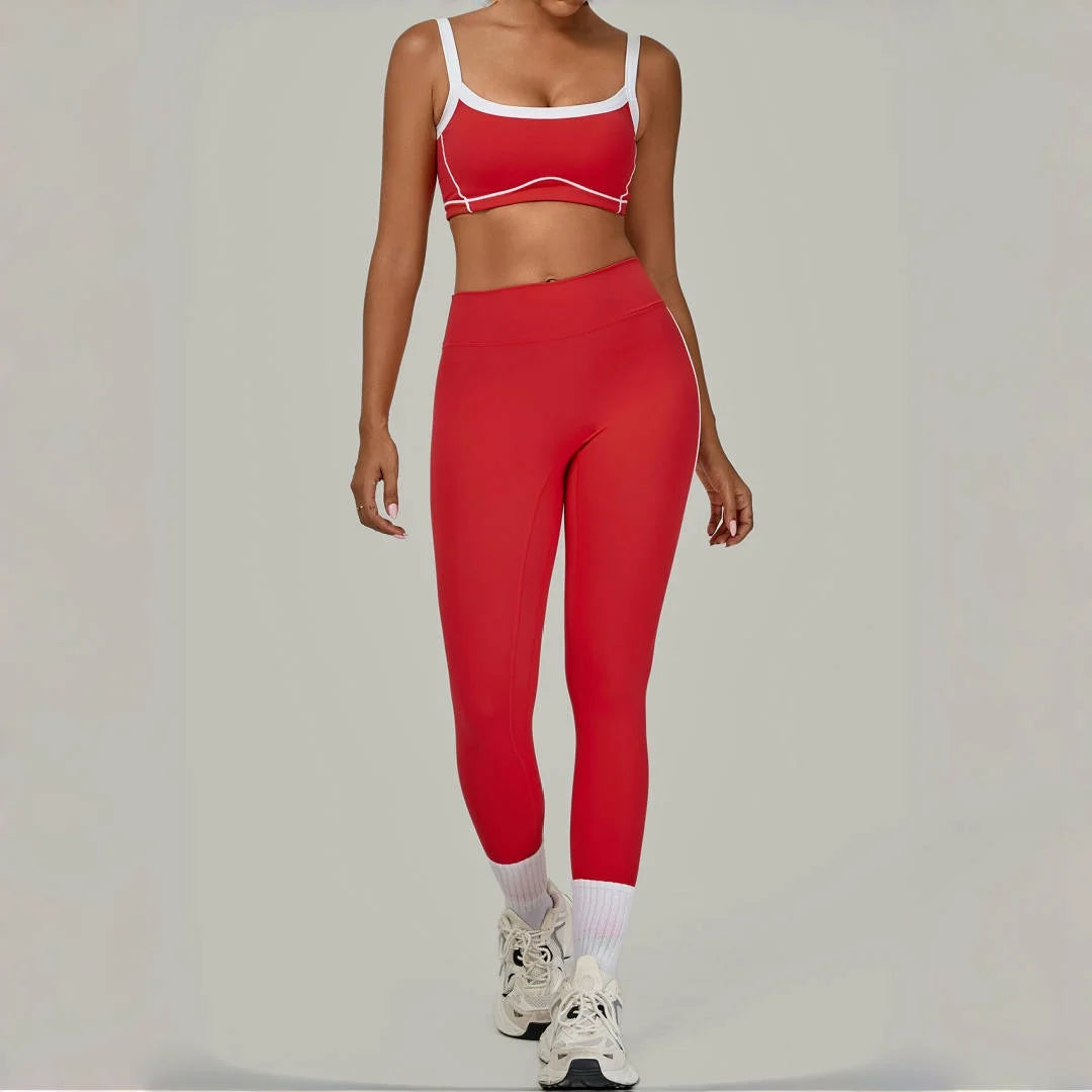 2PCS Women's Yoga Set High Waist Peach Hip Removable Padding Sports Bra Pants Fitness Suit Running Workout Gym Leggings Yoga Set Main image
