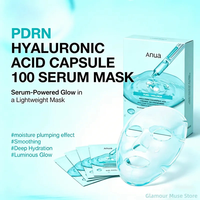 Korean Skincare PDRN Hyaluronic Acid Capsule 100 Serum Mask,Daily Moisturizing Salmon PDRN Serum Mask for Everyday Glow (10EA) Main image