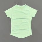 Sport Short Sleeve Top Women Running Sports T Shirt Summer Short Sleeve Round Neck Breathable Gym Vest Yoga Fitness Top