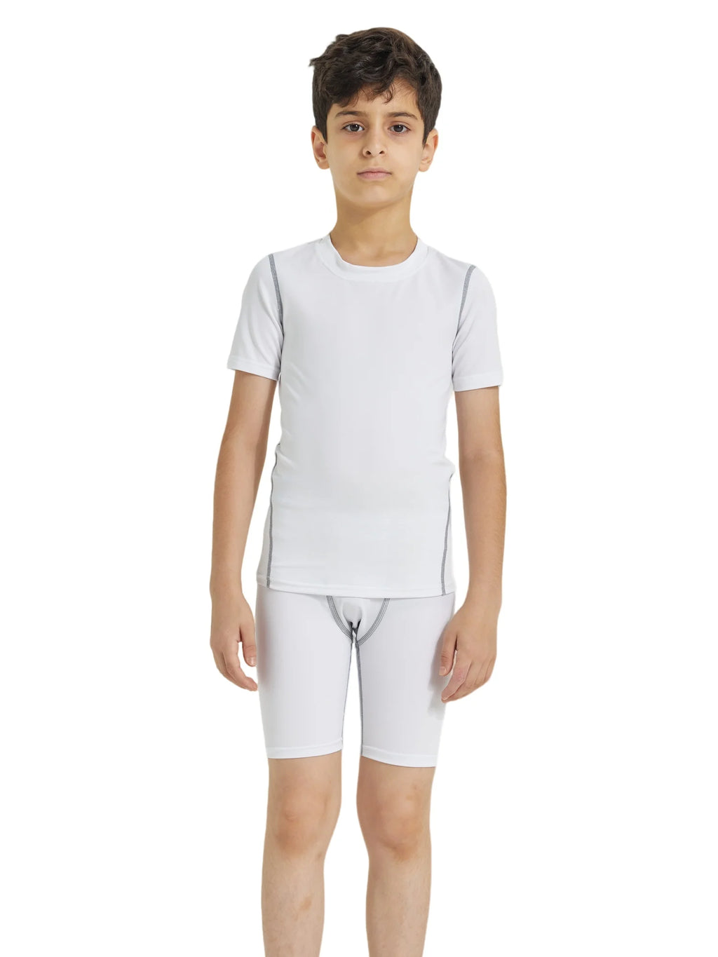 Youth Boys' Compression Sports Set Short Sleeve Athletic Shirts & Shorts Base Layer Set Sports Youth for Kids Football