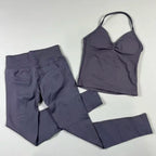 UETEEY Seamless Gym Set Women Tank Tops High Waist Scrunch Yoga Leggings Fitness Clothes Workout Sets Gym Suit Activewear