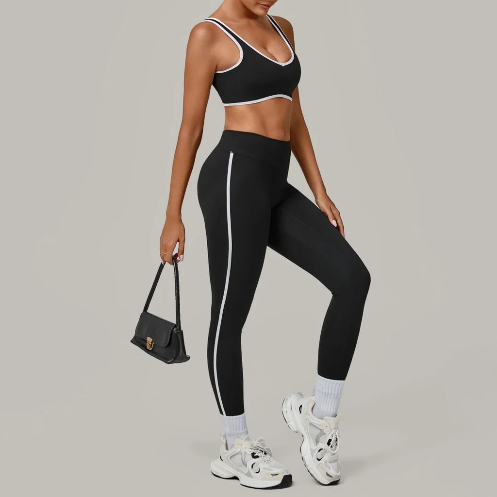 2PCS Women's Yoga Set High Waist Peach Hip Removable Padding Sports Bra Pants Fitness Suit Running Workout Gym Leggings Yoga Set