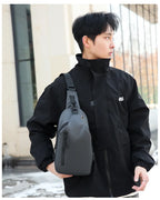 Men Bag Fashion New Solid Color Men Chest Bag Outdoor Casual Fashion One Shoulder Crossbody Bag Nylon USB Charging Shoulder Bags