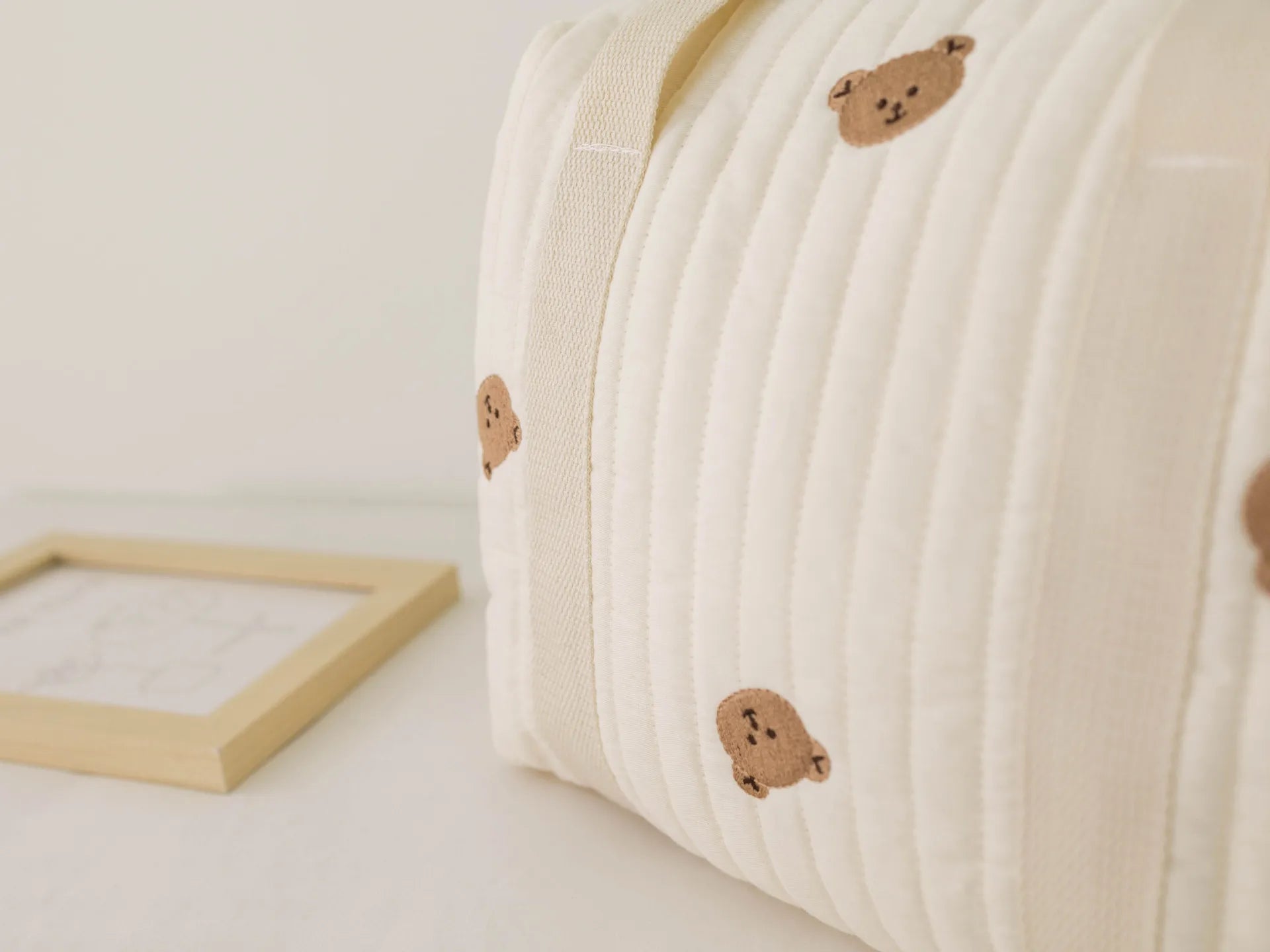 Cute Bear Baby Stroller Nappy Bag Korea Embroidery Cotton Mommy Bag Soft Maternity Shoulder Pack Portable Baby Diaper Organizer