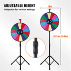 SucceBuy 18 Inch Tabletop Color Prize Wheel w/ Folding Tripod Floor Stand 14 Slots Dry Erase for Win Fortune Spinning Stand Game