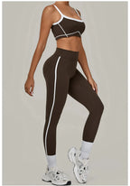 2PCS Women's Yoga Set High Waist Peach Hip Removable Padding Sports Bra Pants Fitness Suit Running Workout Gym Leggings Yoga Set
