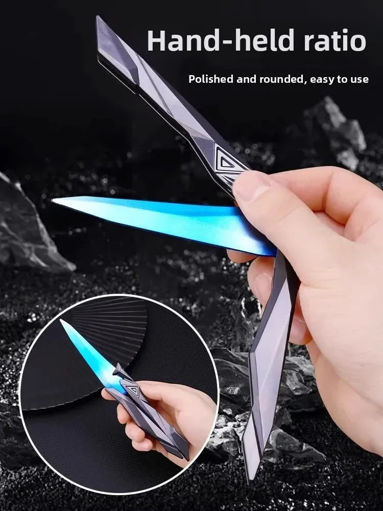 Tactical Shooter Foldable Butterfly Blade - 3D Engraved Collectible Toy Portable Melee Gear for Cosplay/Gaming Accessory Gifts