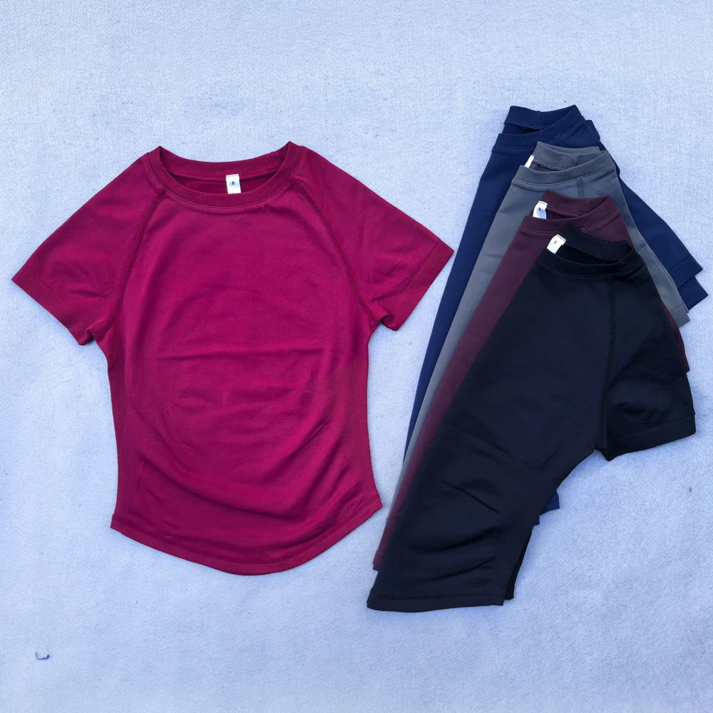 Seamless Yoga Top for Women Short Sleeve Gym Crop Top Light Weight Yoga Shirts Fitness Gym Shirts Stretchy Sports Shirts Main image