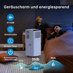 7000 BTU Portable Air Conditioner, 3-in-1 Cooling Dehumidifier & Fan, 2 Speeds, No External Unit, Quiet For Rooms Up To 30 m²