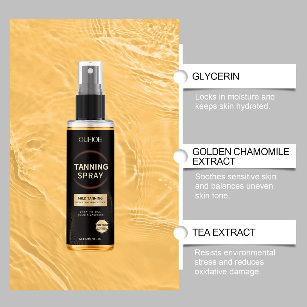 Enhancing Tan Spray Sunless Bronzing Accelerating Darkening Shiny Bronze Moisturizing Summer Beach Sunbathing Self Tanning Mist