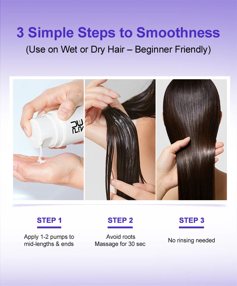 PURC Keratin Hair Treatment Leave-In Hair Mask Straightening Repair Damaged Frizz Smooth Shiny Hair Cream Hair Care Products