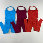 NO LOGO Yoga outfit sports Impact gym set Halter Top and leggings pant sets Backless halterneck High stretch sportswear