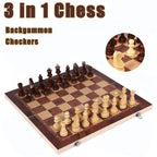 3 in 1 Wooden Chess Backgammon Checkers Travel Games Chess Set Board Draughts Entertainment Christmas Gift