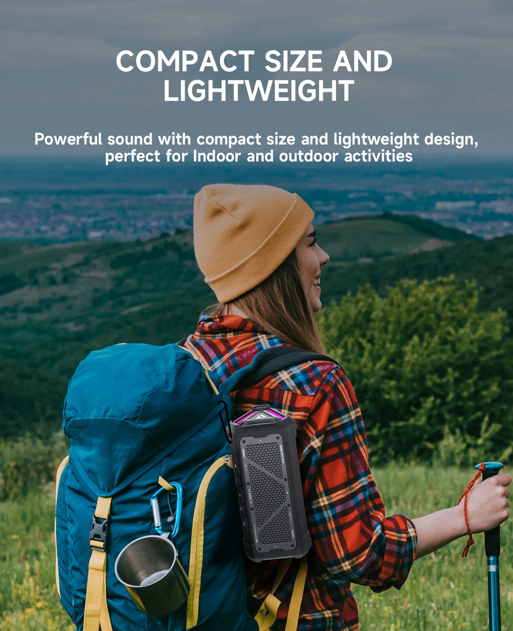 MLOVE P3 Outdoor Bluetooth Speaker, 40W Output Power Bluetooth 5.3 Speaker ,Stereo Sound IPX7 Waterproof,Micro SD Card,RGB Light