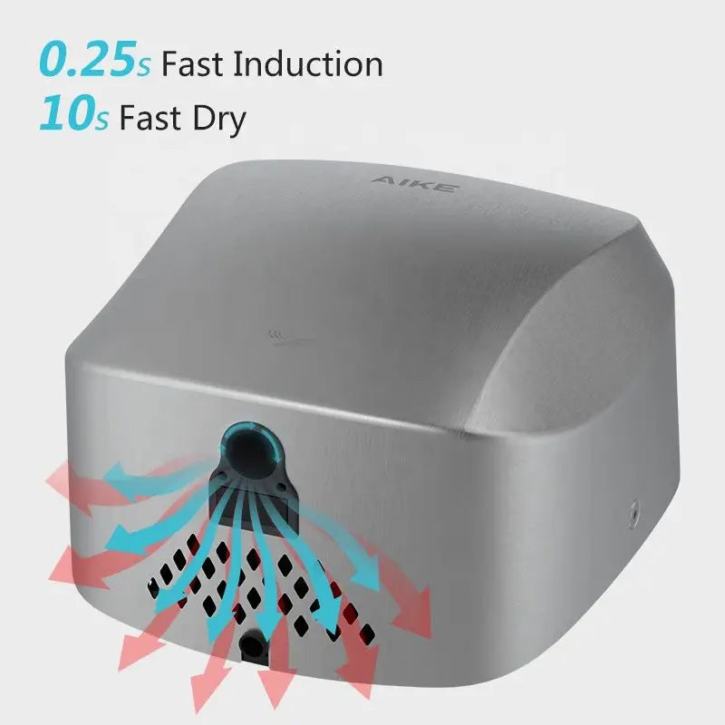 AIKE Air Tank Heavy Duty Automatic Hand Dryer HEPA Filter UL Approved 1450W Brushed Stainless Steel Finish Hand Drying Machine