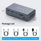 KVM Docking Station 4K120Hz Displayport USB C KVM Switch 2 Monitors 2 Computers,with 10Gbps USB 3.2 ports SD/microSD Card Slots