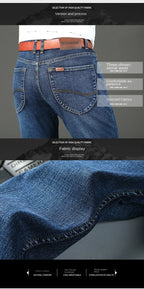 WTHINLEE Business Men's Jeans Casual Straight Stretch Fashion Classic Blue Work Denim Trousers Male Brand Clothing Size 28-40