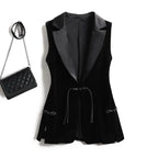 Black Velvet Vest Jacket For Women Sleeveless Blazer Fashion 2026 Spring And AutumnSuit Tank Top  Retro Waistcoat Z2338