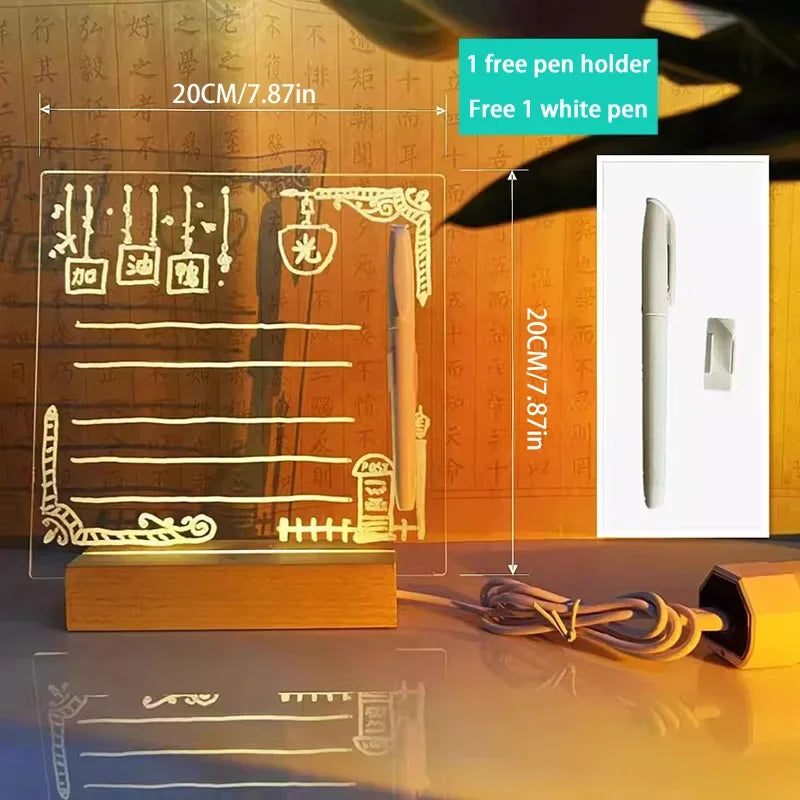 Attached With 7 Colorful Pens Light Up Acrylic Message Board Rewritable DIY Children's Glowing Drawing Board Message Lamp 2026