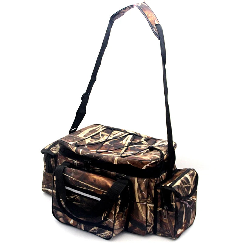 50*30*25cm Waterproof Fishing Bag Nylon Large Capacity Multi-Purpose Fishing Tackle Bag Two-Layer Outdoor Shoulder Bags