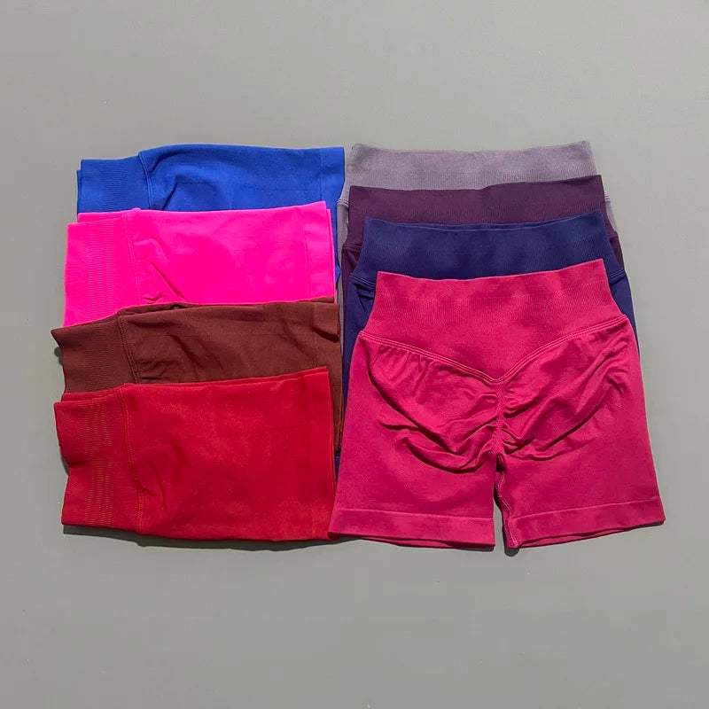 HISTELLO Impacts Shorts 4.5" Women Fitness Sports Biker Shorts Low Waist Gym Short Workout Scrunch Butt Yoga Seamless Leggings