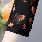 Summer half sleeve Shirt Fashion Commute All-match Ice Silk Printed Button Loose Women's Blouses Top