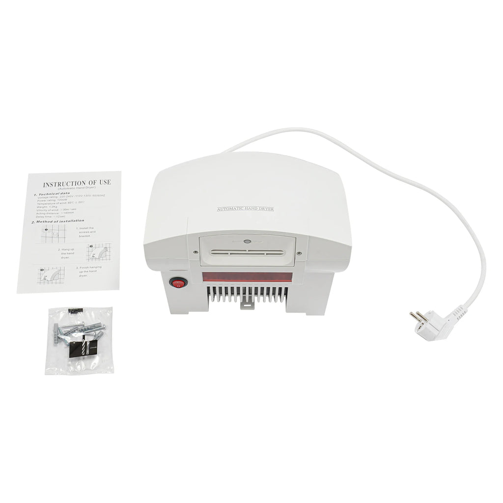 Electric Infrared Sensor Hand Dryer 1200W High Efficiency Automatic Commercial Compact Air Hand Dryer for Home Restrooms Office