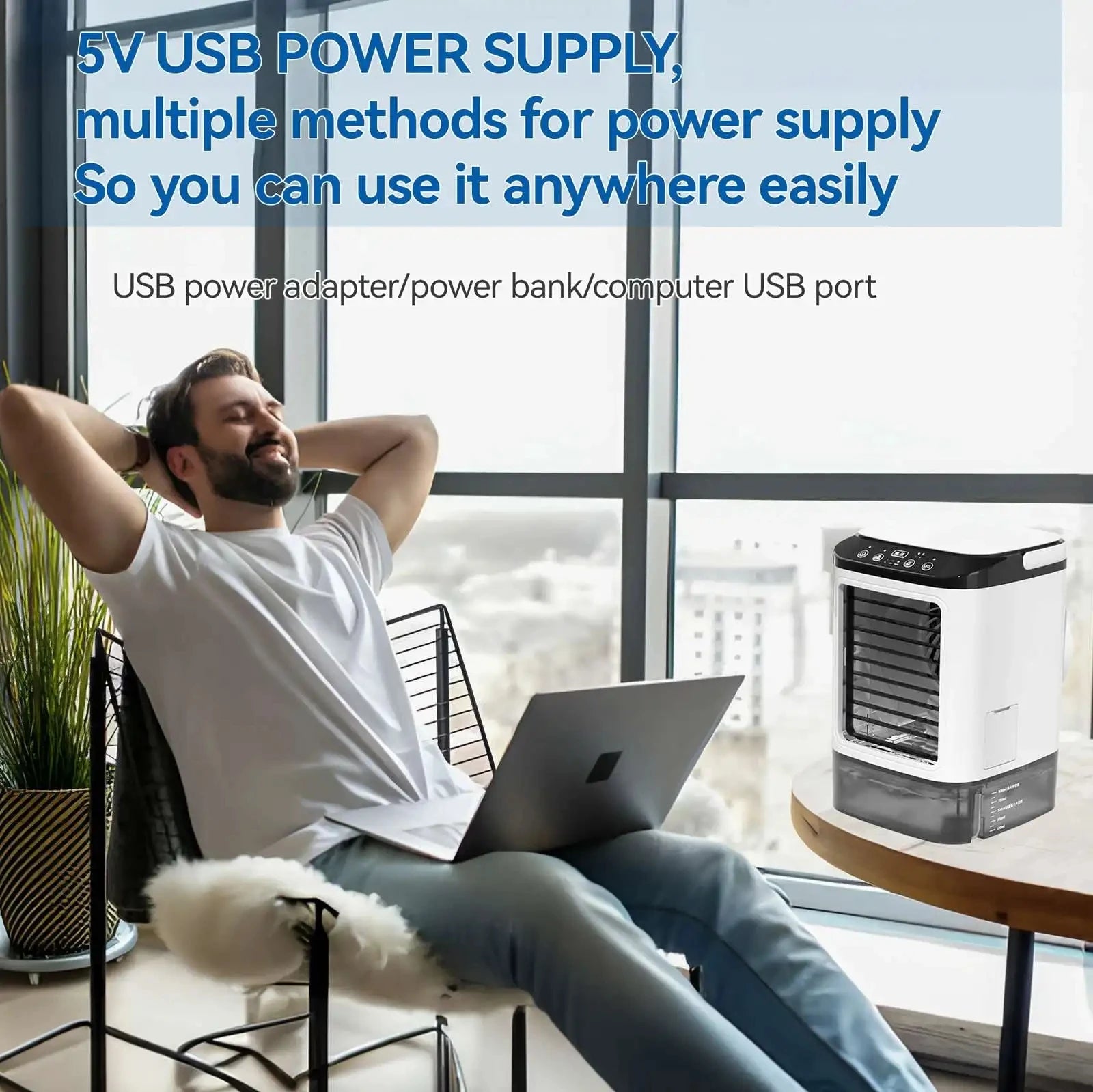 Quiet 3-Speed Portable Air Conditioner Mini Evaporative Cooler Humidifier for Bedroom