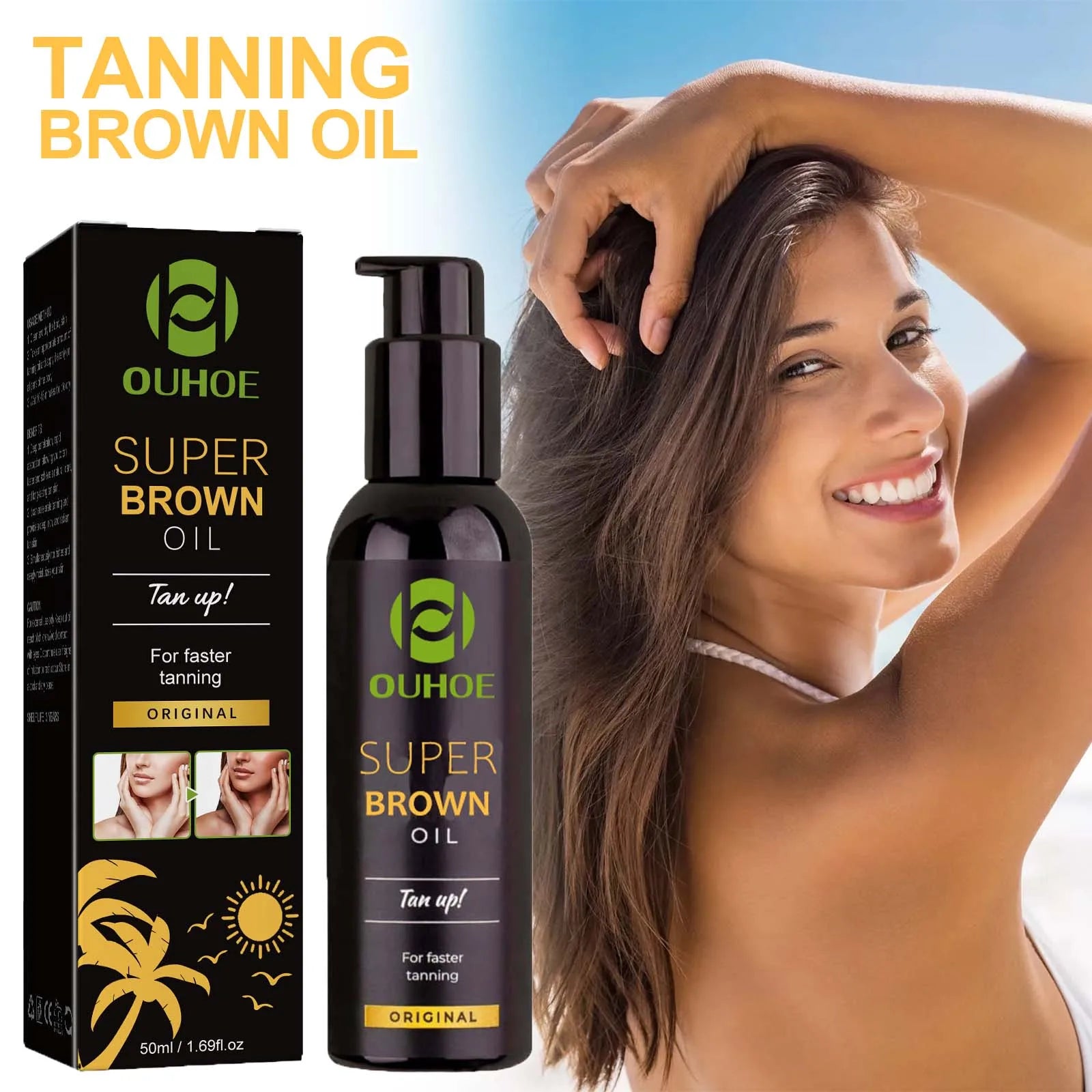 Brown Tanning Oil Sunless Self Tanning Body Bronzer Nourishing Summer Beach Solarium Powerful Natural Tanning Boosting Oil Main image