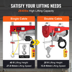 SucceBuy 2640Lbs Electric Hoist Winch 230V with 14ft Wired Remote Control 40ft Single Cable Lifting Height Lift Hoist for Garage
