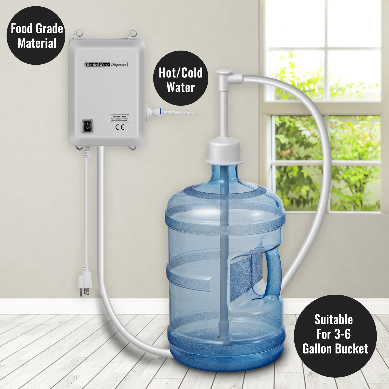 SucceBuy Bottled Water Dispensing Pump w/PE Pipe 1 Gal/MIN 40 PSI for Coffee Tea Machine Water Dispenser Refrigerator Ice Maker