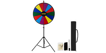 SucceBuy 18 Inch Tabletop Color Prize Wheel w/ Folding Tripod Floor Stand 14 Slots Dry Erase for Win Fortune Spinning Stand Game