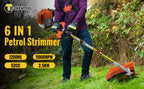 CONENTOOL 6in1 Petrol Brush Cutter 52cc 2 Stroke Gas Strimmer Multi-Functional Garden Grass Line Hedge Trimmer Tree Cutting Tool